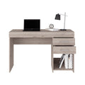 Ibare Two Drawer Computer Desk, One Lower Shelf Light Gray Gray Computer Desk Office Modern Freestanding Rectangular Shelves Desk Rectangular Particle Board Particle Board