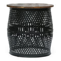 End Table Natural Black Wood Metal