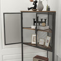 5 Tier Shelves With Metal Mesh Door, Bookcase Storage Shelf Corner Shelf For Small Space, Living Room Black Brown Metal