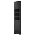 Multi Functional Corner Cabinet Tall Bathroom Storage Cabinet With Two Doors And Adjustable Shelves, Open Shelf, Black Black Mdf