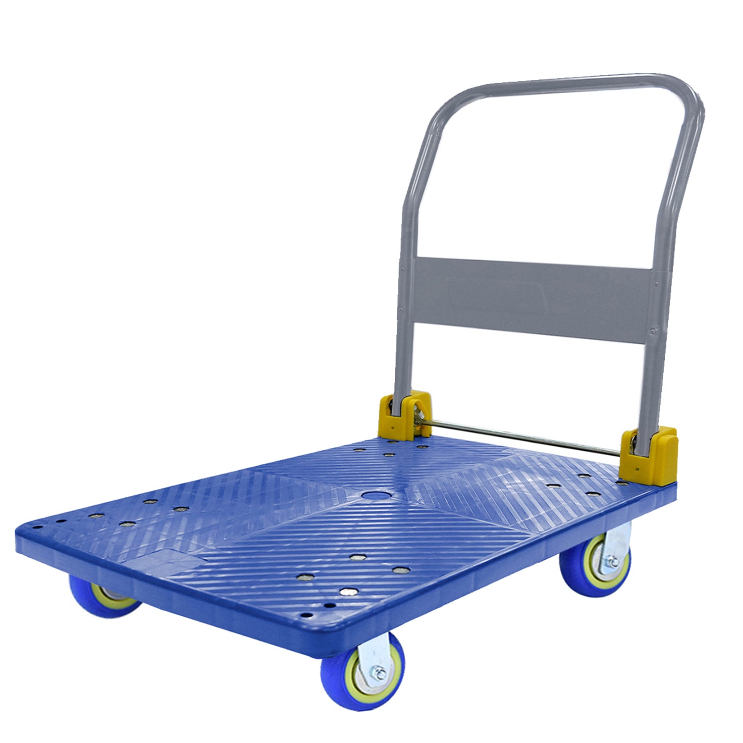 Foldable Platform Push Hand Truck Cart, 1320 Lbs. Weight Capacity Blue Metal