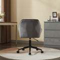 Velvet Home Office Chair, Modern Home Desk Chair With Wheelsvanity Chairs For Living Room, Bedroom,Study Room,Computer Chair Grey Fiber Foam And Polyester Fiber Pad Iron