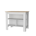 Aztec Kitchen Island In Melamine With Open Storage, Light Pine White Multi Kitchen Modern Rectangular Stationary Kitchen Islands Particle Board Melamine Medium 40 55In