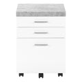 File Cabinet, Rolling Mobile, Storage Drawers, Printer Stand, Office, Work, White And Grey Cement Laminate, Contemporary, Modern White Particle Board