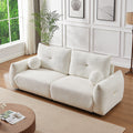 Lamb'S Wool 2 Seater Cushion Sofa 90'' Comfortable Sofa For Living Room Bedroom And Other Casual Spaces Lamb'S Wool Sofa With 2 Cushions And 2 Ball Pillows. Beige Beige Foam Fabric 2 Seat