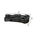 Zib Power Reclining Sectional Sofa Set, Usb Port, Bonded Leather, Jet Black Black Bonded Leather 5 Seat