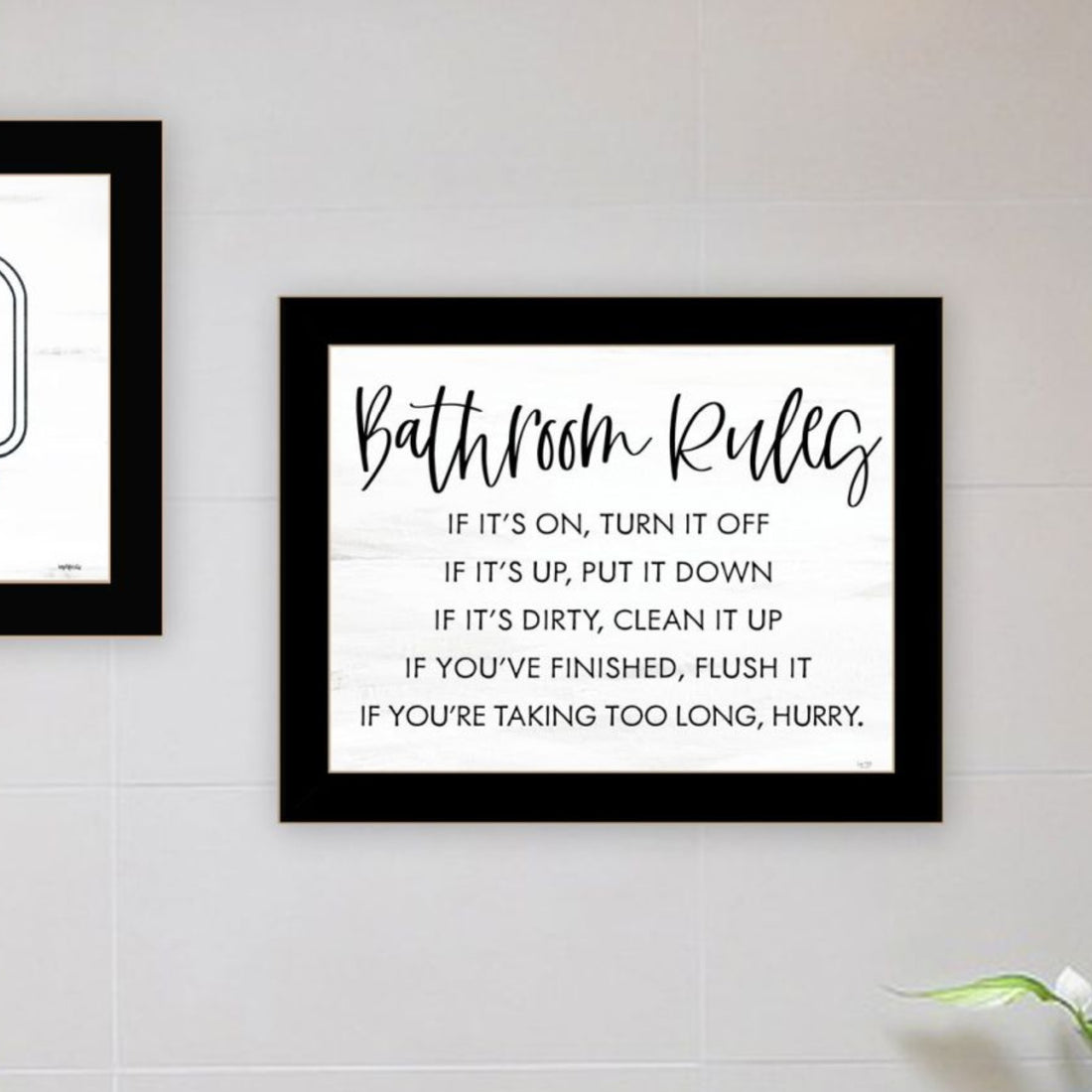 "Bathroom Rules" Framed Wall Art For Bathroom, Wall Art Print For Home Decor, Bathroom Wall Art By Imperfect Dust Multicolor Wood Paper