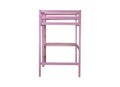 Twin High Loft Bed, Rubber Wood Loft Bed With Safety Guardrail, Built In Desk, Ladder,Pink Twin Pink Abs Rubber Steel Q235 ,Rubber Wood