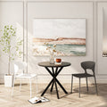 31.5'' Modern Round Dining Table With Crossed Legs, Black Occasional Table, Two Piece Detachable Table Top, Matte Finish Iron Legs Black Mdf Metal