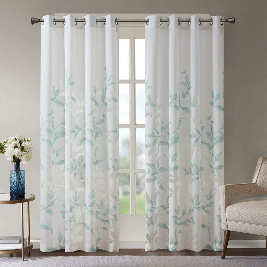 Burnout Printed Curtain Panel Pair 2 Pcs Window Panels Multicolor Polyester