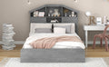 Full Size Wood Platform Bed With House Shaped Storage Headboard And 2 Drawers, Gray Box Spring Not Required Full Gray Wood Bedroom Solid Wood Mdf