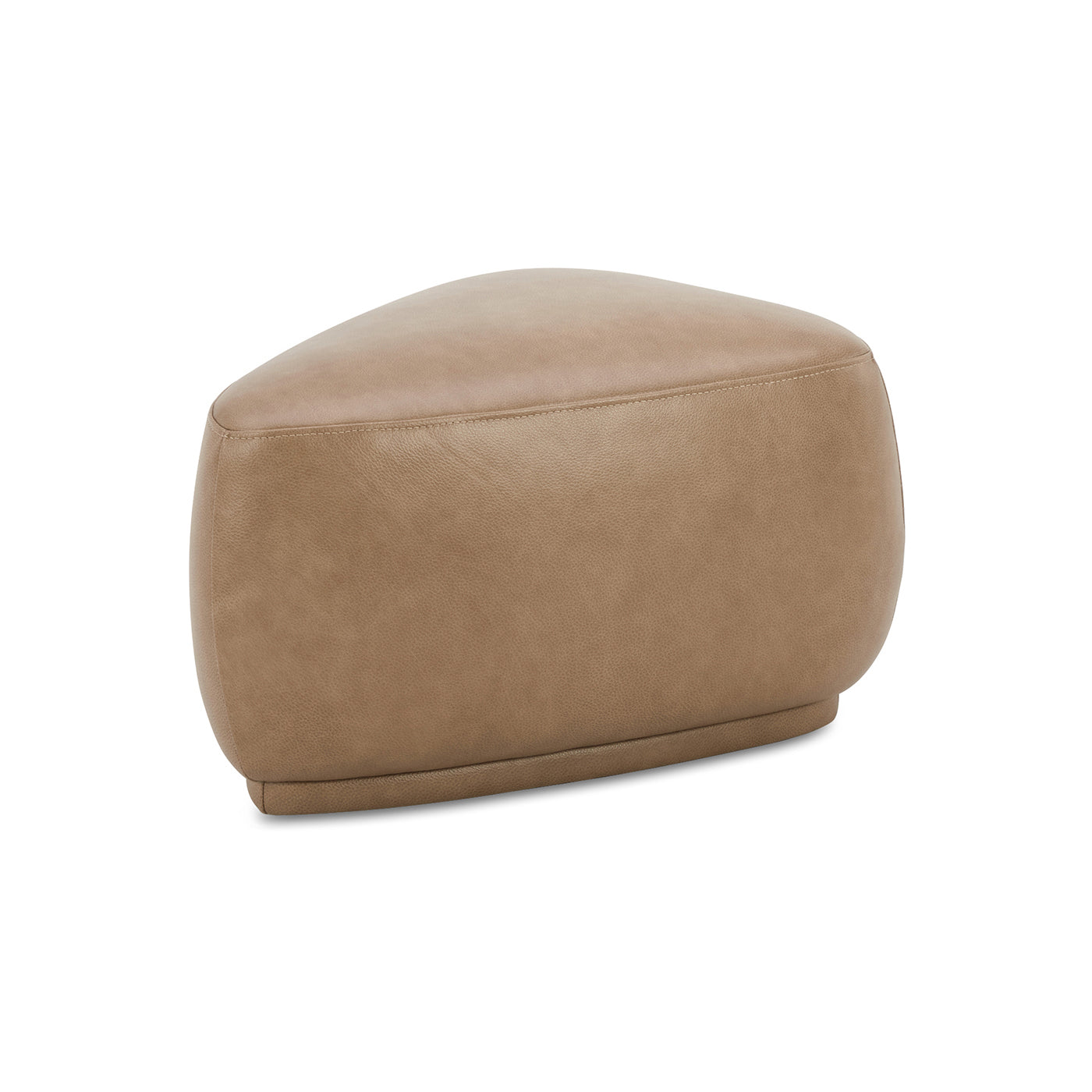 Pebble 26" Rounded Triangle Cocktail Ottoman, Tuscan Tan Brown Top Grain Leather Tan Brown Foam Leather