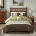 Embroidered 7 Piece Comforter Set Green King King Green Polyester