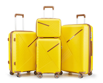 Luggage Sets 4 Piece 14 20 24 28 , Expandable Lightweight Suitcase With 4 Double 360 Degrees Mute Spinner Wheels Pp Materials Durable Tsa Lock Travel Luggage Yellow Polypropylene