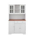 Kitchen Pantry Storage Cabinet, Modern Buffet Cabinet With Hutch, Tall Kitchen Hutch Cabinet With Microwave Stand, Food Pantry Cabinet For Dining Room, White, 39''W X 15.7''D X 68''H. White Particle Board