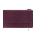 Burdy Tufted Loveseat With Trim Burgundy Velvet Wood Primary Living Space Tight Back Luxury Pine Square Arms Foam Velvet