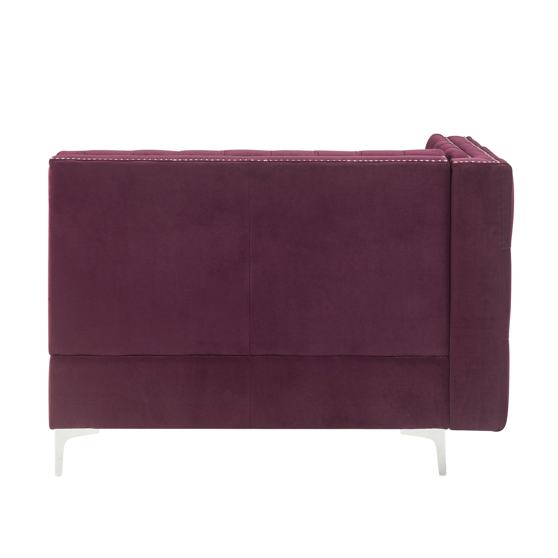 Burdy Tufted Loveseat With Trim Burgundy Velvet Wood Primary Living Space Tight Back Luxury Pine Square Arms Foam Velvet