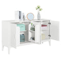 4 Door Sideboard Storage Cabinet With Door Shelf For Living Room And Dining Room, Two Large Cabinets With Adjustable Shelf, White White Rubberwood Solid Wood Mdf