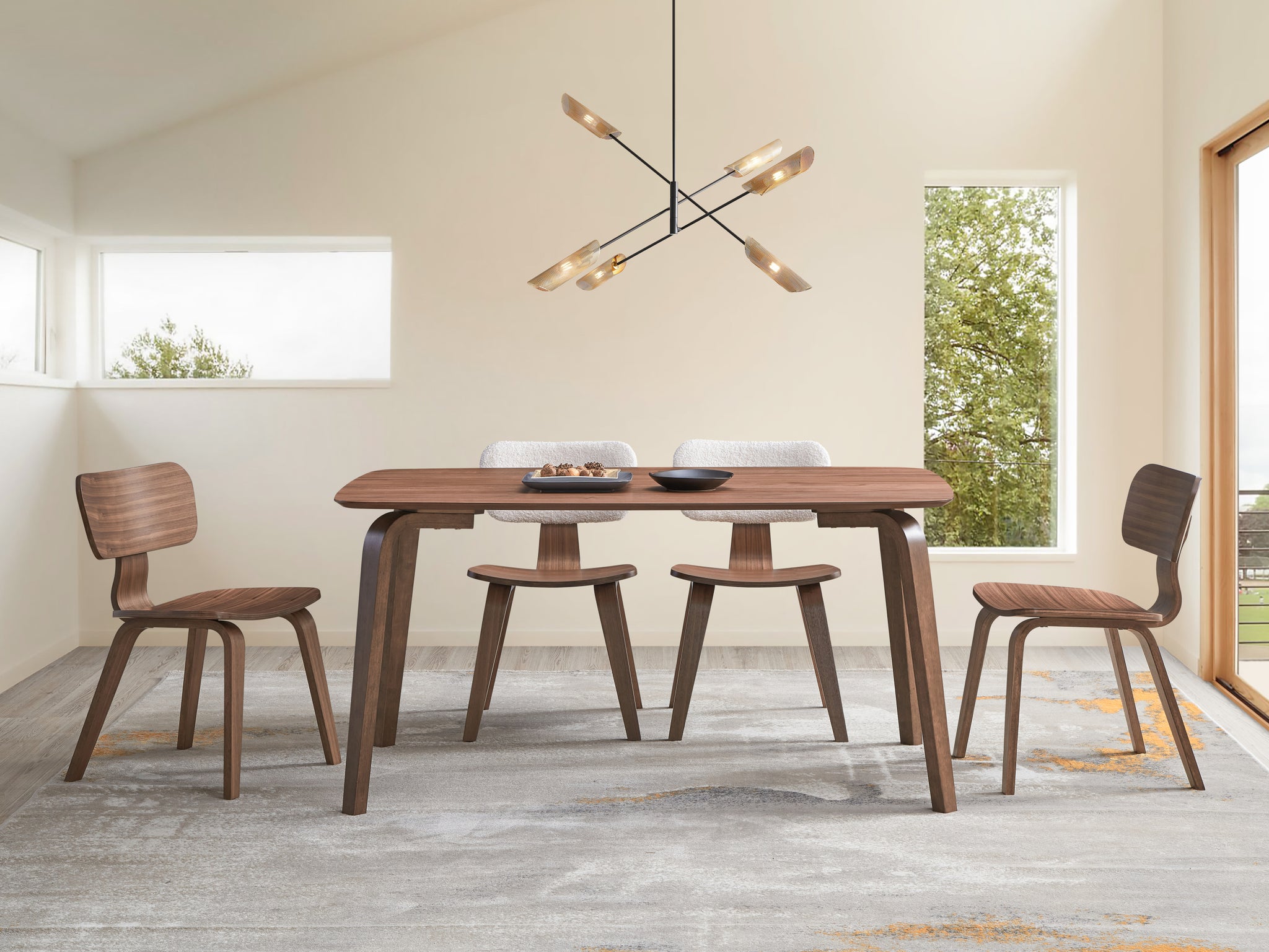 Casson Dining Table, Walnut Finish Dn02309 Walnut Wood