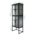 Stylish 4 Door Tempered Glass Cabinet With 4 Glass Doors Adjustable Shelves U Shaped Leg Anti Tip Dust Free Fluted Glass Kitchen Credenza Black Black Tempered Glass Sheet Metal Plastic