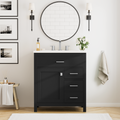 30 Inch Black Bathroom Vanity With Ceramic Sink And Large Storage Ideal Choice For Small Bathrooms Black Bathroom Solid Wood Mdf