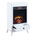 White Fireplace With 1 Drawer Electric White Primary Living Space Poplar Wood