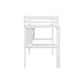 Twin Loft Bed With Built In Desk And Bookcase Of Three Compartments, Guardrails And Ladder,White Twin White Pine