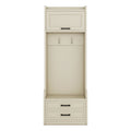 4 In 1 Detachable Hall Tree With Storage And 7 Hooks, Multiple Functions Hallway Coat Rack With Storage Drawers And Cabinet, Antique Beige Shoe Bench For Entryway Hallway Beige Particle Board Mdf