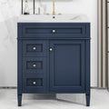 30'' Bathroom Vanity With Top Sink, Modern Bathroom Storage Cabinet With 2 Drawers And A Tip Out Drawer, Single Sink Bathroom Vanity 3 Blue 1 Soft Close Doors Bathroom Freestanding Mdf Painted