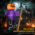 Outsunny 5' Inflatable Halloween Pumpkin Grim Reaper, Blow Up Outdoor Led Yard Display, Waterproof Purple Polyester