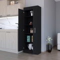 Dawson Pantry Cabinet With Sleek 5 Shelf Storage 5 Or More Shelves Black Shelves Included Kitchen Contemporary Pine Particle Board Engineered Wood