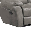 Betty 65 Inch Manual Reclining Loveseat Chair, Pull Tab Mechanism, Gray Gray Faux Leather