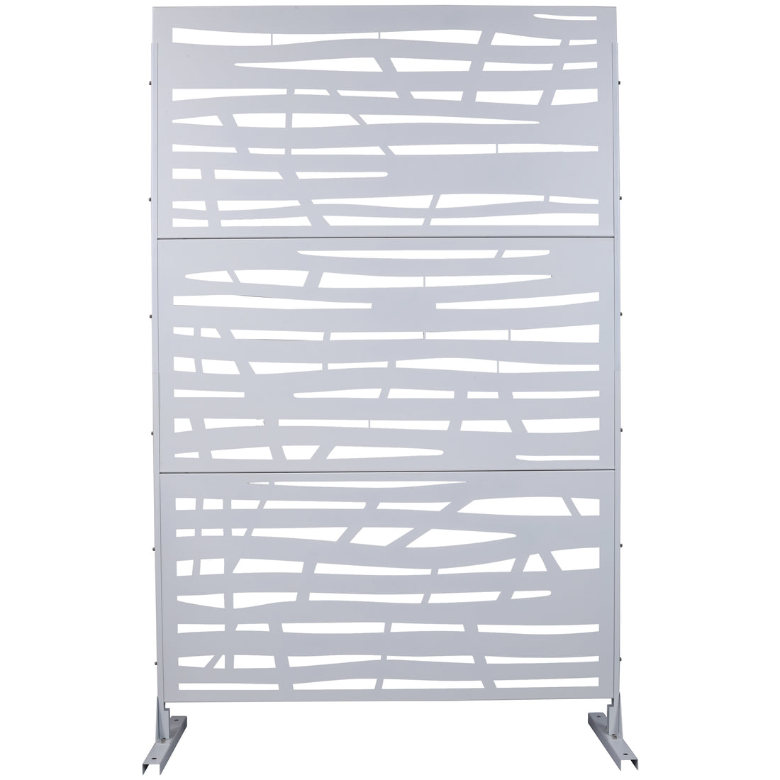 Outdoor & Indoor Privacy Screen Metal Privacy Screen 76" H 48" W, Freestanding Decorative Privacy Screen For Deck Balcony Patio, Privacy Fence Panels For Outside Lawn Garden Ps109 White White Steel