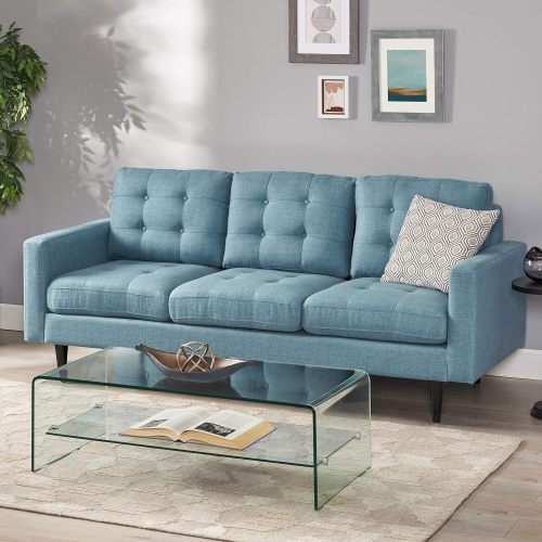 3 Seater Sofa Blue Fabric 3 Seat