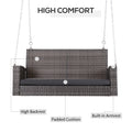 Outsunny 2 Person Wicker Hanging Swing Bench, Front Porch Swing Outdoor Chair With Cushions 550 Lbs. Weight Capacity For Backyard, Garden, Grey Gray Rattan
