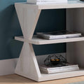 Tv Stand In White Oak With Whimsical Leg Design Large Storage With Three Drawers And Four Open Shelves White Oak 60 69 Inches Mdf