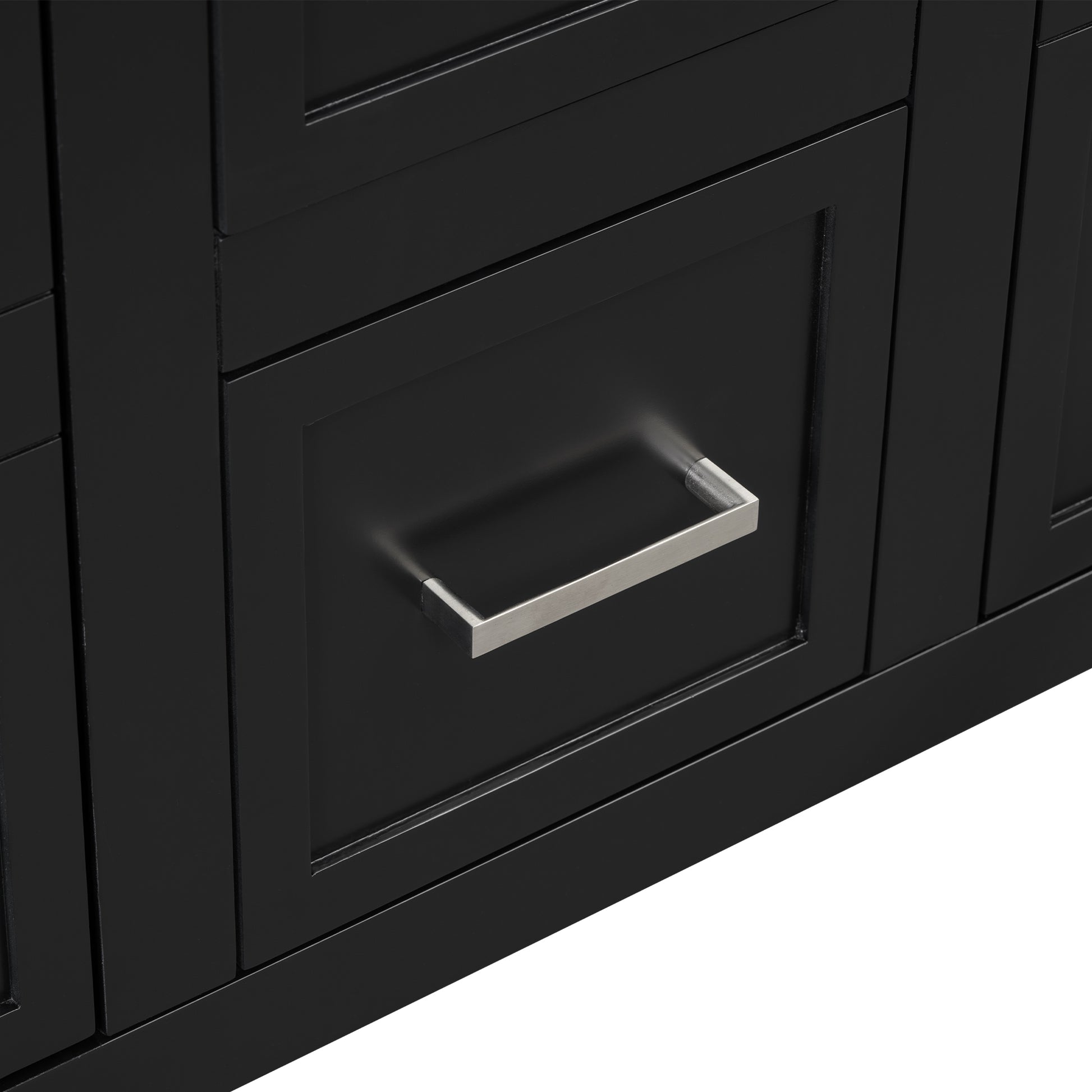 36" Bathroom Vanity Cabinet With Resin Integrated Sink 4 Drawers, 2 Doors Black Bathroom Solid Wood Mdf Resin