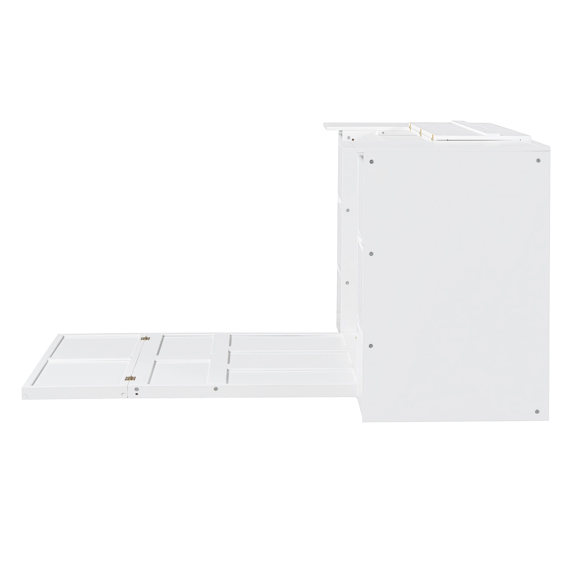 Twin Size Murphy Bed With Drawers, Cabinets And Usb Ports,White Twin White Mdf Lvl