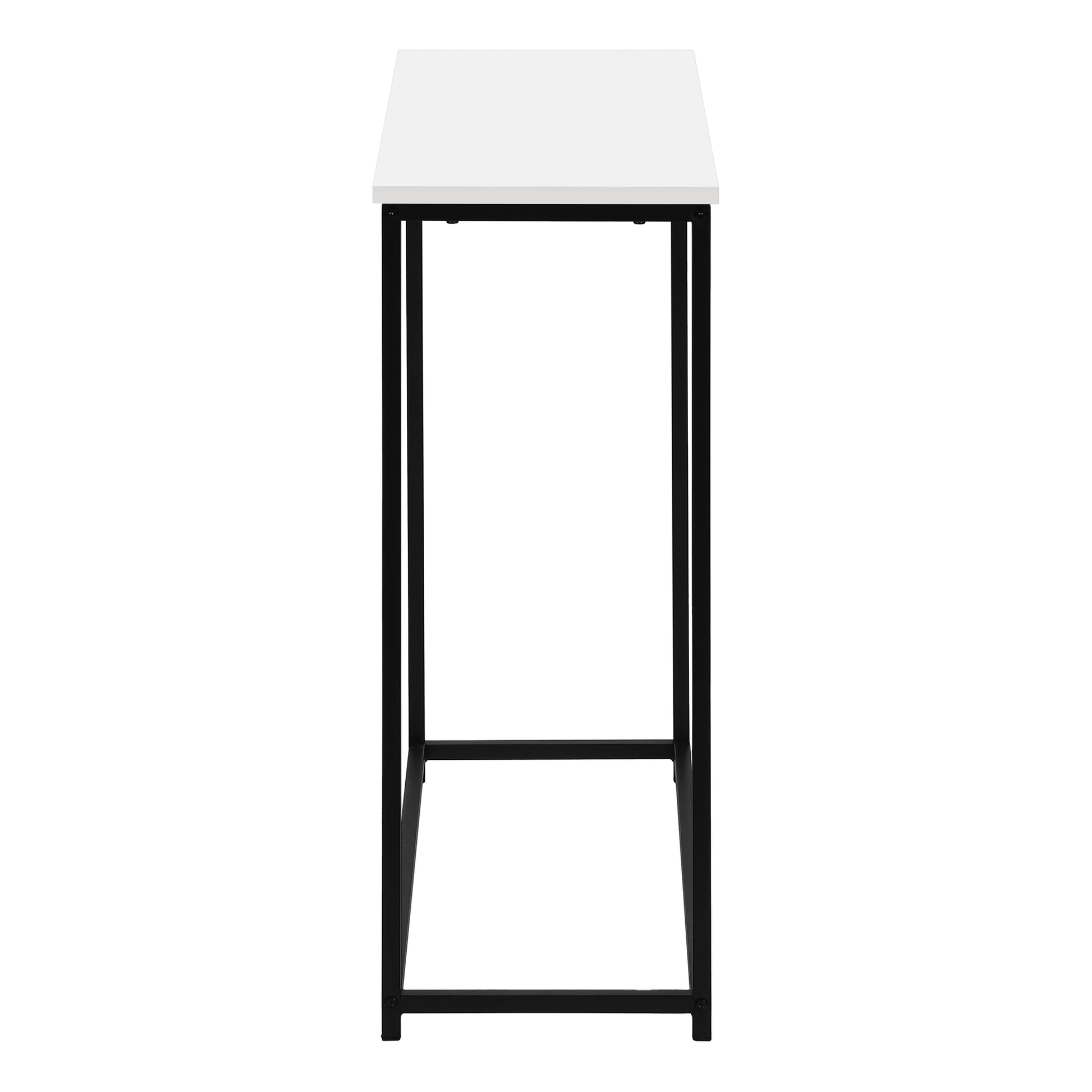 Accent Table, Console, Entryway, Narrow, Sofa, Living Room, Bedroom, White Laminate, Black Metal, Contemporary, Modern White Particle Board