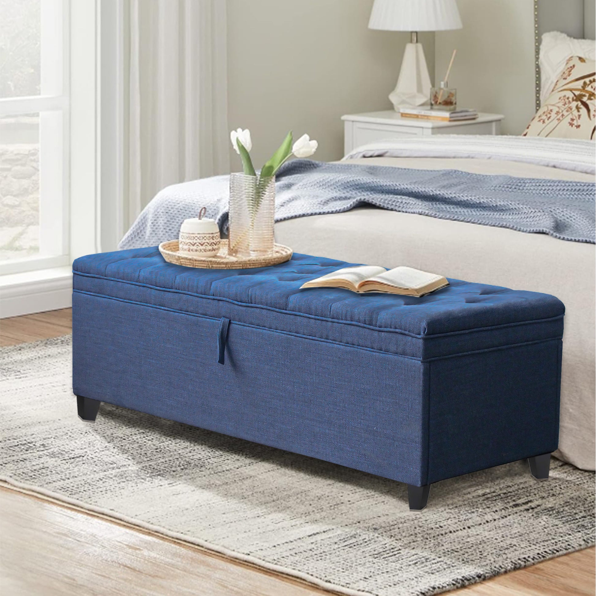 Inch Extra Long Storage Ottoman Entryway Bench With Flip Top Stor