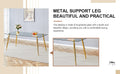 Table And Chair Set.Modern Rectangular Glass Dining Table With A Tempered Glass Tabletop And Metal Legs, Paired With Multiple Chairs Designed With Pu Cushions And Golden Metal Legs. Black Gold Seats 6 Tempered Glass