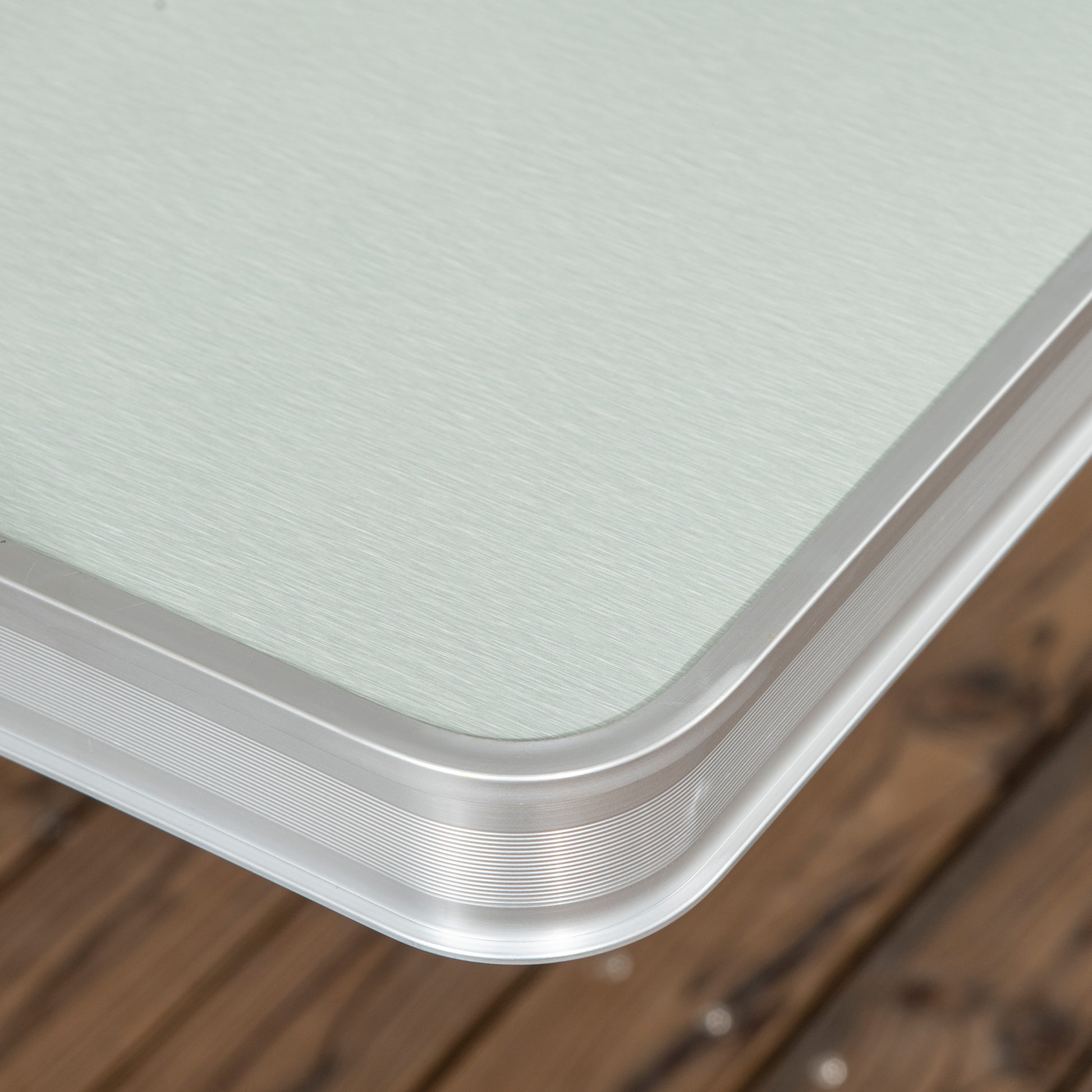 Outsunny Folding Picnic Table With Umbrella Hole, Aluminum Suitcase Portable Outdoor Table With Bench, Patio, Porch Or Camping Table And Chair Set, Silver Silver Mdf