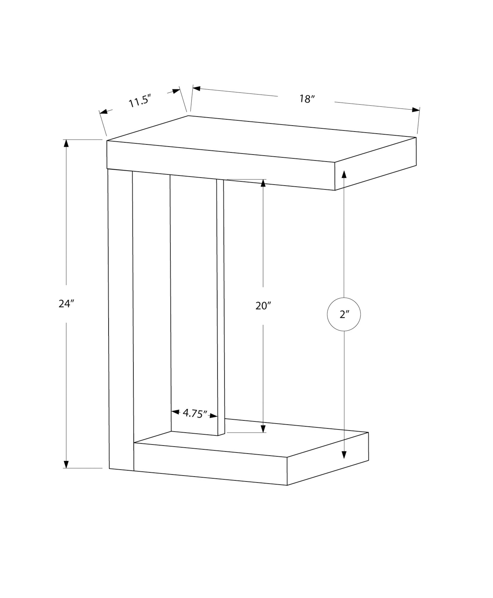 Accent Table, C Shaped, End, Side, Snack, Living Room, Bedroom, Brown Laminate, Contemporary, Modern Espresso Mdf