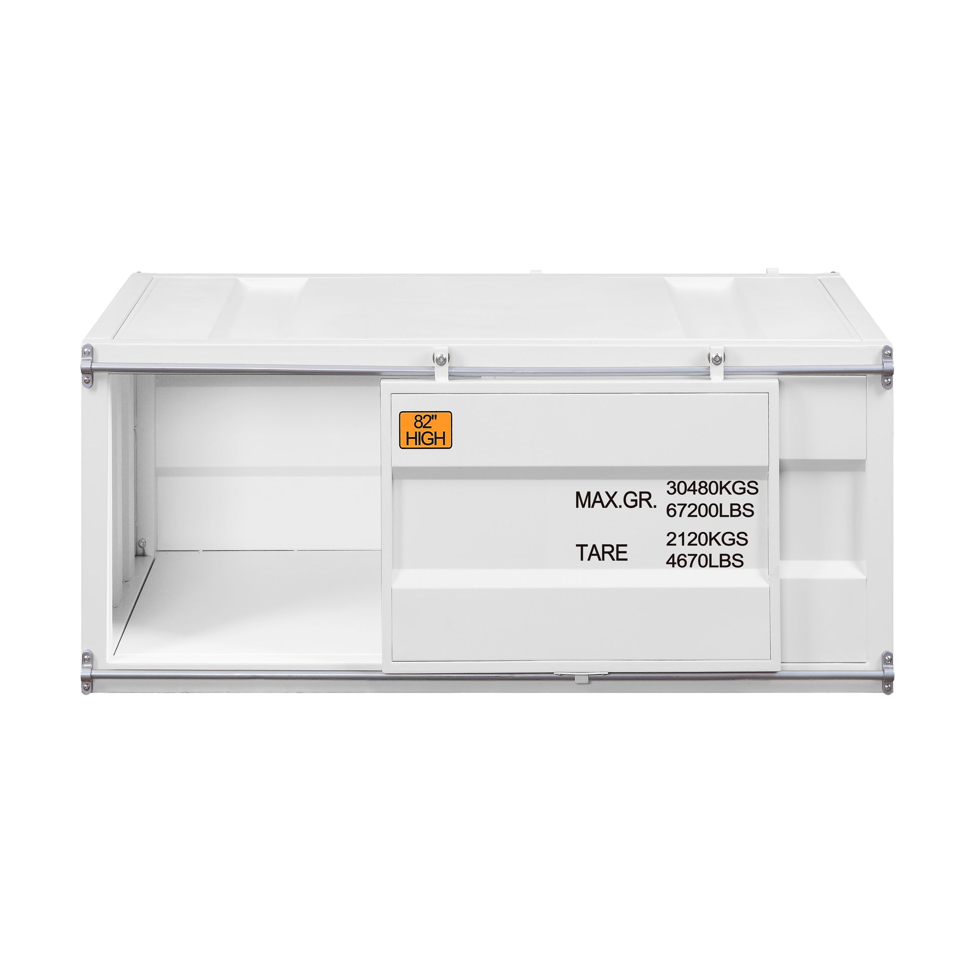 White Coffee Table With Sliding Door White Primary Living Space Contemporary,Industrial Rectangular Metal