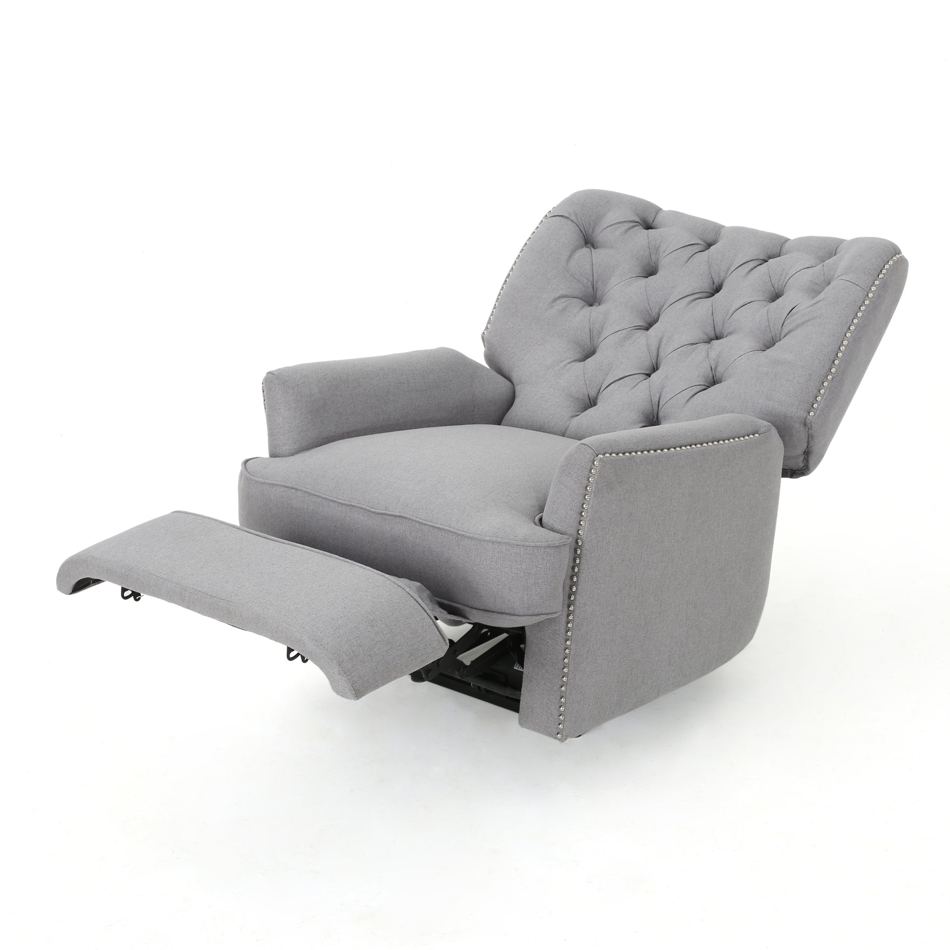 Indulge In Supreme Comfort: Electric Recliner Chair With Elegant Copper Accents And Soft Light Grey Upholstery Light Grey Fabric