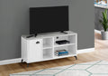 Tv Stand, 48 Inch, Console, Media Entertainment Center, Storage Cabinet, Living Room, Bedroom, White And Grey Laminate, Black Metal, Contemporary, Modern White 80 89 Inches Mdf