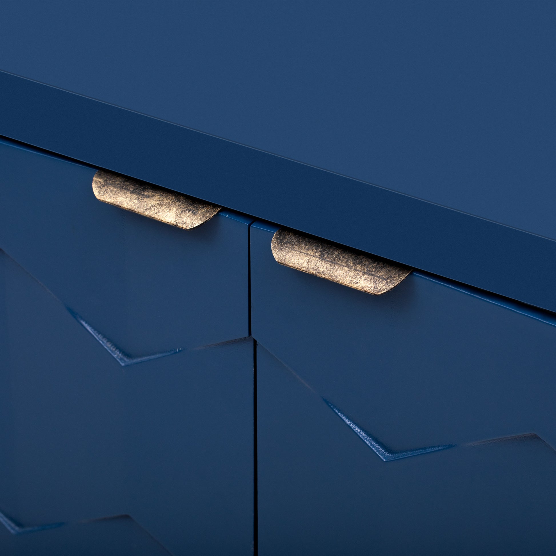 Luxurious Four Door Sideboard With Honeycomb Patterned Doors, Offering Large Storage For Study,Entrance And Living Room Navy Blue Primary Living Space American Design Mdf