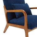 Coolmore Modern Accent Chair, Solid Wood Padding Lounge Armchairs With One Pillow For Living Room, Bedroom, Guest Room Navy Navy Brown Primary Living Space Modern Rubberwood Foam Velvet