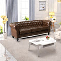 Fx P80P Pu2 Sofa 3 Seat Living Room Upholstered Sofa Modern Sofa Couches Set Style Button Tufted, Pu Chesterfield Sofa For Living Room Apartment Brown Pu 3 Seat