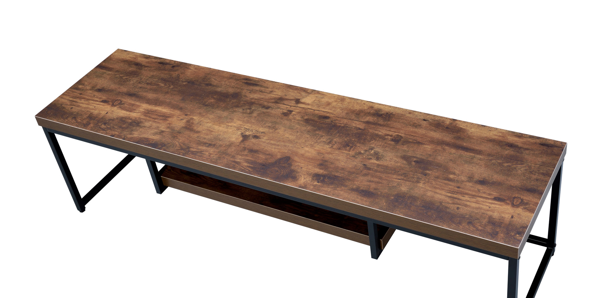 Bob Weathered Oak & Black Metal Finish Tv Stand Black,Oak 40 49 Inches Synthetic Wood